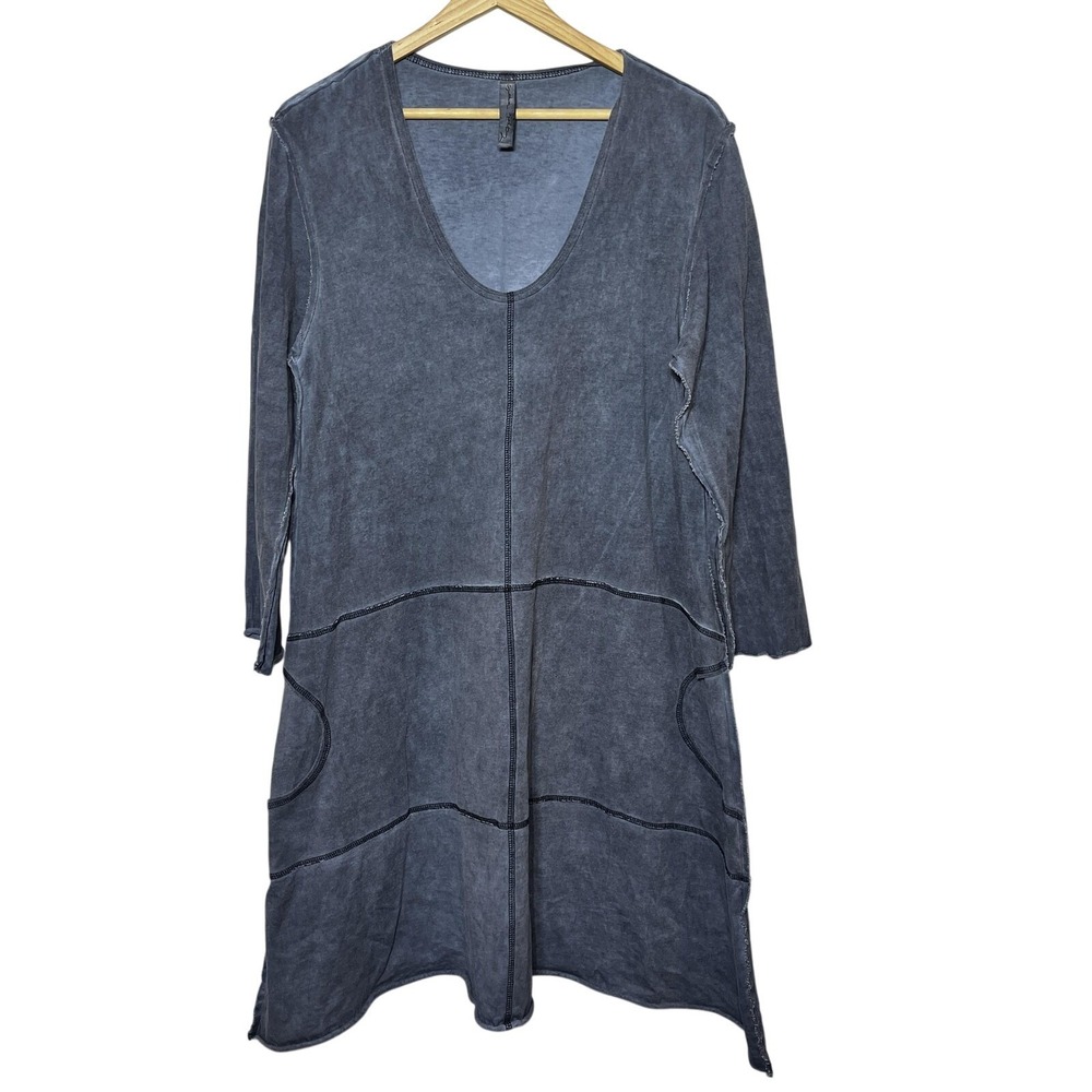 Cynthia Ashby Dress Womens Small Gray 100% Cotton Made in USA Lagenlook‎ Tunic